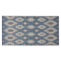 Kirklands Home Outdoor Rugs|Blue & Gray Diamond Stripe Outdoor Area Rug, 3x6