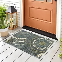 Kirklands Home Outdoor Rugs|Blue & Green Circles Indoor/Outdoor Rug, 2x3