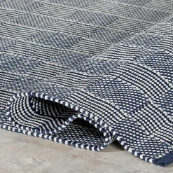 Kirklands Home Area Rugs|Blue & Ivory Checkered Indoor/Outdoor Rug, 5x8