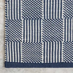 Kirklands Home Area Rugs|Blue & Ivory Checkered Indoor/Outdoor Rug, 4x6