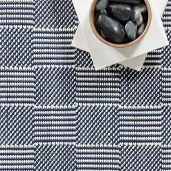 Kirklands Home Area Rugs|Blue & Ivory Checkered Indoor/Outdoor Rug, 4x6