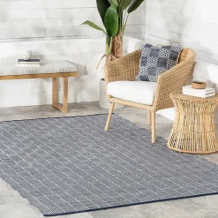Kirklands Home Outdoor Rugs|Blue & Ivory Checkered Indoor/Outdoor Runner, 3x8
