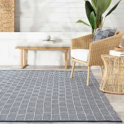 Kirklands Home Outdoor Rugs|Blue & Ivory Checkered Indoor/Outdoor Runner, 3x8