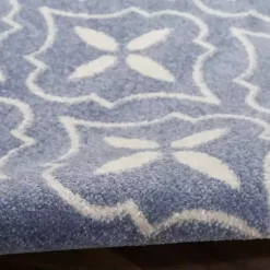 Kirklands Home Outdoor Rugs|Blue & Ivory Quatrefoil Indoor/Outdoor Runner