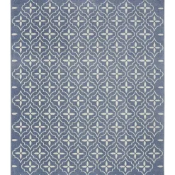 Kirklands Home Outdoor Rugs|Blue & Ivory Quatrefoil Indoor/Outdoor Rug, 5x7