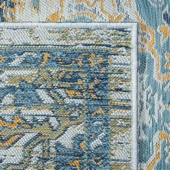 Kirklands Home Outdoor Rugs|Blue & Orange Medallion Reversible Area Rug, 5x7