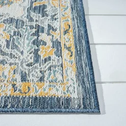 Kirklands Home Outdoor Rugs|Blue & Orange Medallion Reversible Area Rug, 8x10