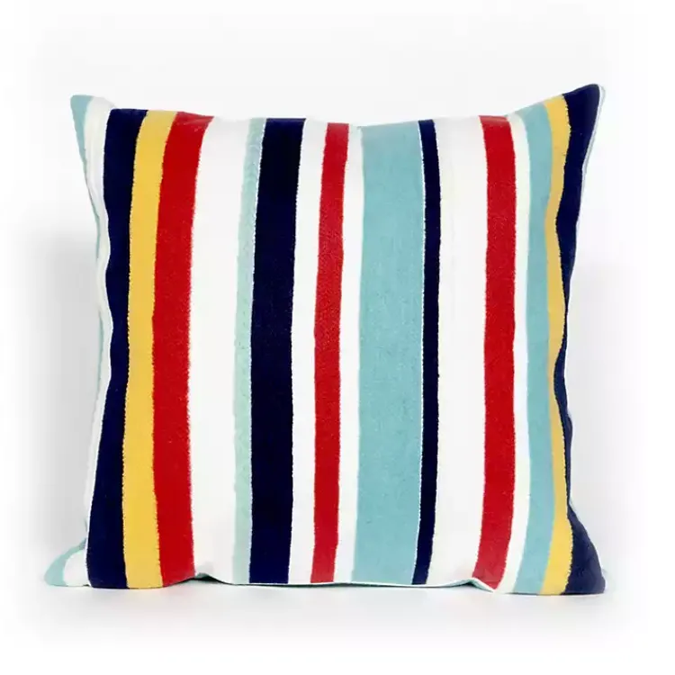 Kirklands Home Outdoor Cushions & Pillows|Blue & Red Lamontage Stripe Outdoor Throw Pillow