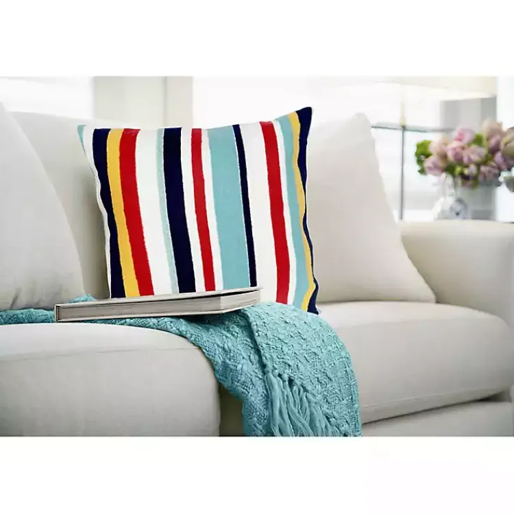Kirklands Home Outdoor Cushions & Pillows|Blue & Red Lamontage Stripe Outdoor Throw Pillow