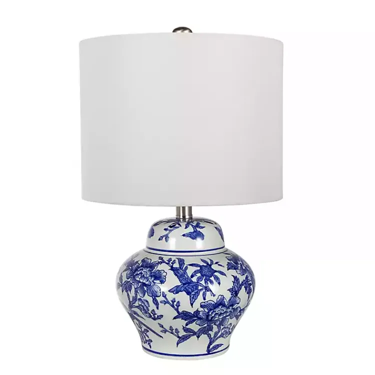 Kirklands Home Table Lamps|Blue & Floral Ceramic Table Lamp White
