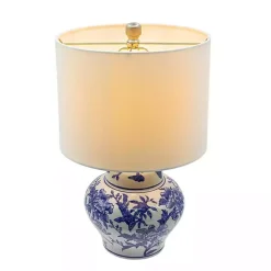 Kirklands Home Table Lamps|Blue & Floral Ceramic Table Lamp White