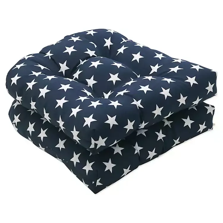 Kirklands Home Outdoor Cushions & Pillows|Blue & White Stars Outdoor Seat Cushions, Set of 2