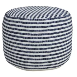 Discount Blue & White Stripe Organic Cotton Pouf Poufs & Floor Cushions