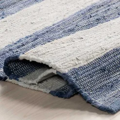Kirklands Home Area Rugs|Blue & White Striped Indoor/Outdoor Rug, 4x6