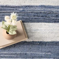 Kirklands Home Area Rugs|Blue & White Striped Indoor/Outdoor Rug, 6x9