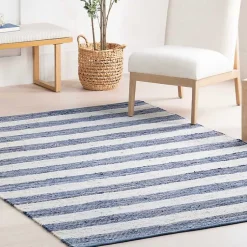 Kirklands Home Outdoor Rugs|Blue & White Striped Indoor/Outdoor Runner, 3x8
