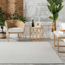 Kirklands Home Area Rugs|Blue & White Trellis Indoor/Outdoor Rug, 5x8