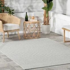 Kirklands Home Area Rugs|Blue & White Trellis Indoor/Outdoor Rug, 4x6