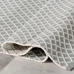 Kirklands Home Area Rugs|Blue & White Trellis Indoor/Outdoor Rug, 4x6