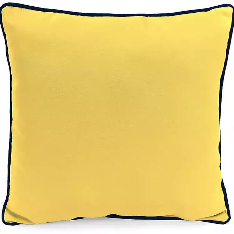 Kirklands Home Outdoor Cushions & Pillows|Blue & Yellow Bee Happy Outdoor Pillow