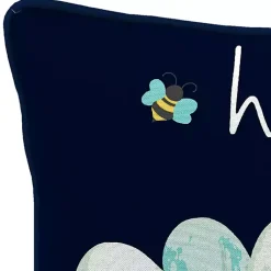 Kirklands Home Outdoor Cushions & Pillows|Blue & Yellow Bee Happy Outdoor Pillow