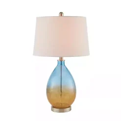 Kirklands Home Table Lamps|Blue and Amber Glass Table Lamps, Set of 2 White