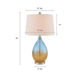 Kirklands Home Table Lamps|Blue and Amber Glass Table Lamps, Set of 2 White