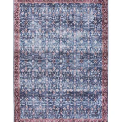 Kirklands Home Area Rugs|and Brick Floral Washable Area Rug, 5x7 Blue