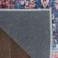 Kirklands Home Area Rugs|and Brick Floral Washable Area Rug, 5x7 Blue