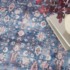 Kirklands Home Area Rugs|and Brick Floral Washable Area Rug, 5x7 Blue