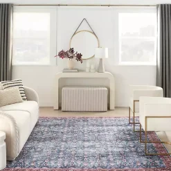 Kirklands Home Area Rugs|and Brick Floral Washable Area Rug, 5x7 Blue