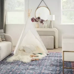 Kirklands Home Area Rugs|and Brick Floral Washable Area Rug, 5x7 Blue