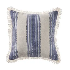 Discount Blue and Cream Striped Accent Pillow Pillows