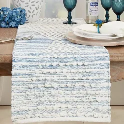 Kirklands Home Table Linens|and Cream Textured Diamonds Table Runner Blue