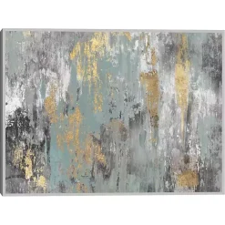 Kirklands Home Canvas Art|Blue and Gold Ikat Framed Canvas Art Print