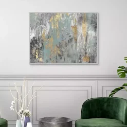 Kirklands Home Canvas Art|Blue and Gold Ikat Framed Canvas Art Print