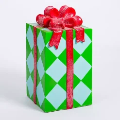 Discount Blue and Green Diamond Christmas Present Statue Christmas Decorations