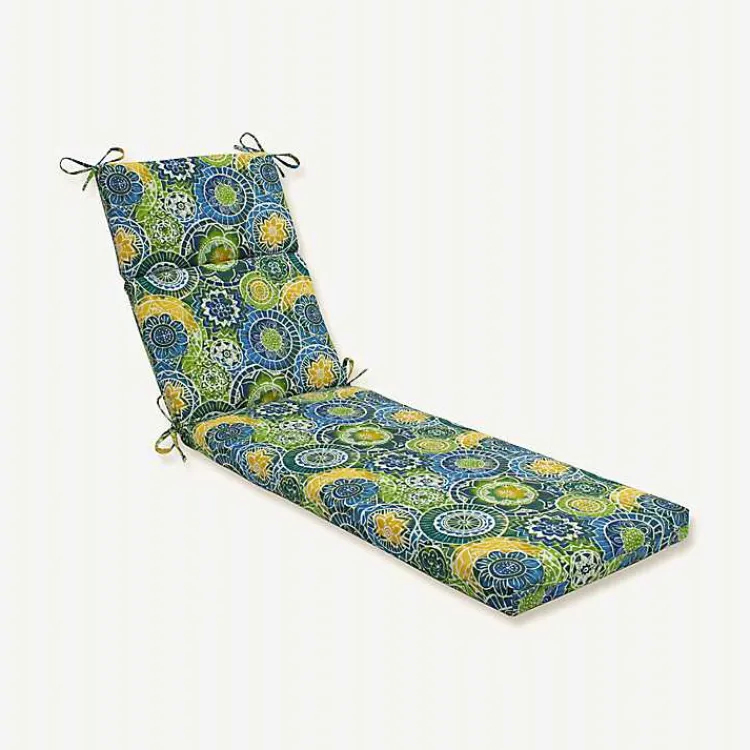 Kirklands Home Outdoor Cushions & Pillows|Blue and Green Lagoon Outdoor Chaise Cushion
