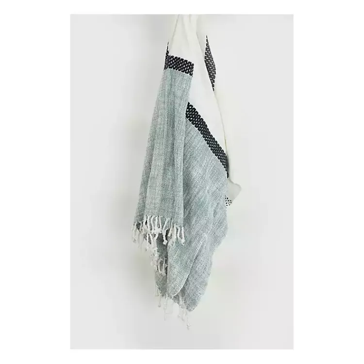 Outlet Blue and Ivory Colorblock Throw Blankets & Throws