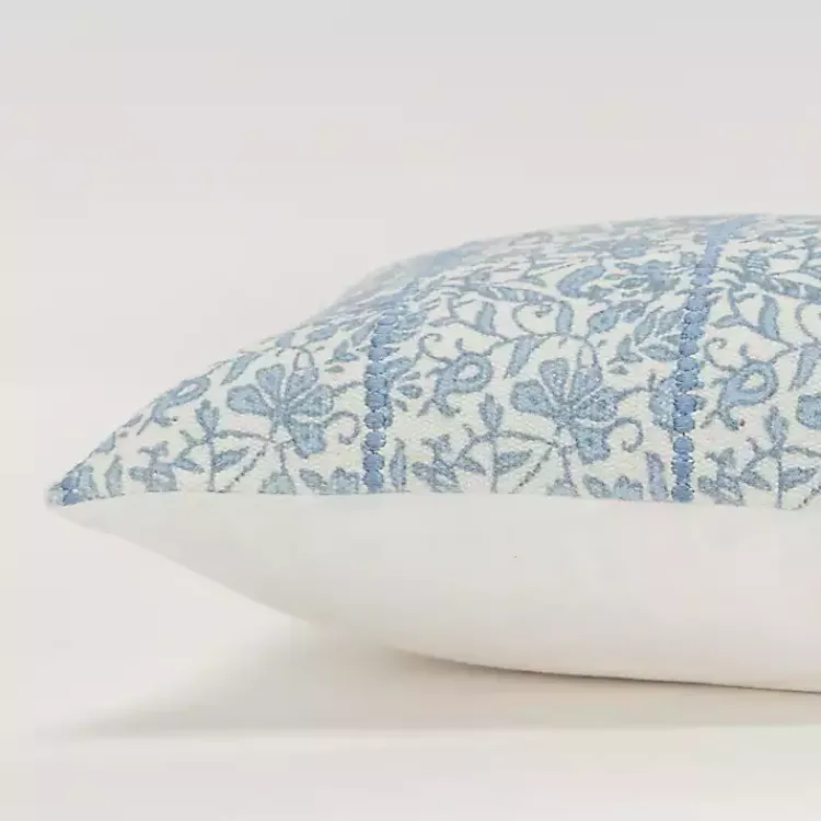Clearance Blue and Ivory Floral Print Lumbar Pillow Pillows
