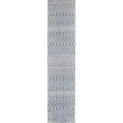 Kirklands Home Area Rugs|Blue and Ivory Moroccan Trellis Runner