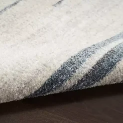 Kirklands Home Area Rugs|Blue and Ivory Striped Moon Area Rug, 9x12