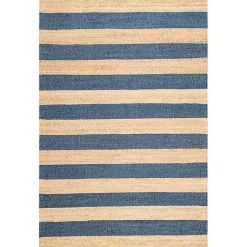 Kirklands Home Area Rugs|Blue and Natural Stripe Area Rug, 5x8