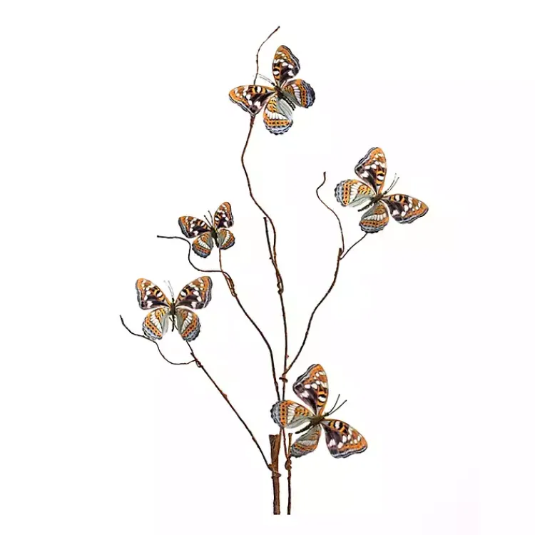 Sale Blue and Orange Butterfly Twig Sprays, Set of 6 Stems & Bouquets