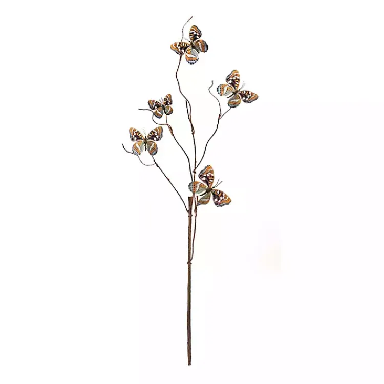Sale Blue and Orange Butterfly Twig Sprays, Set of 6 Stems & Bouquets