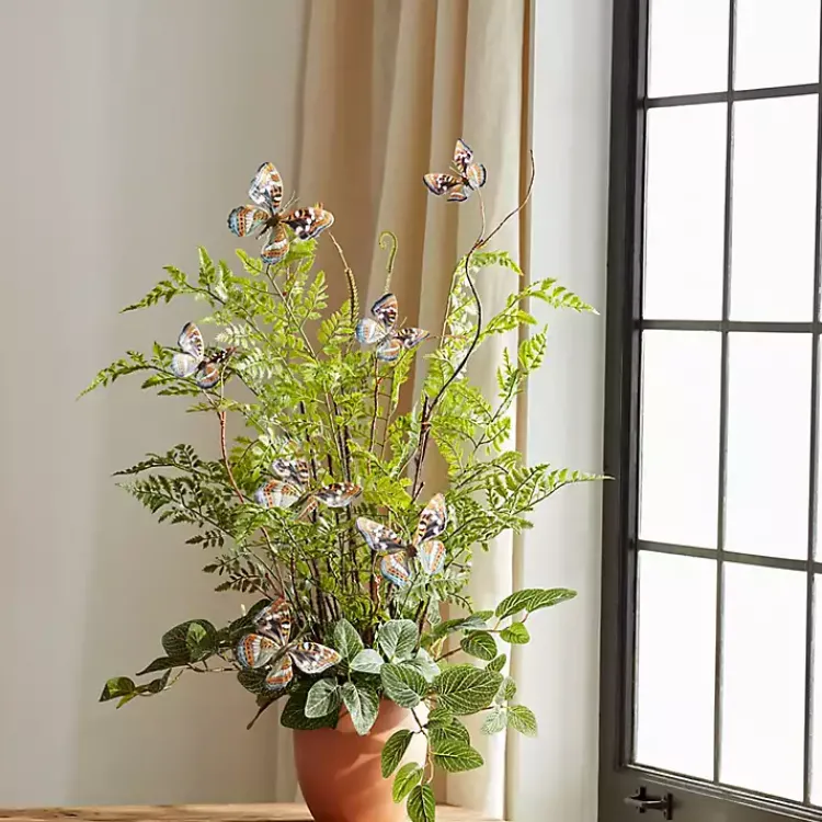 Sale Blue and Orange Butterfly Twig Sprays, Set of 6 Stems & Bouquets