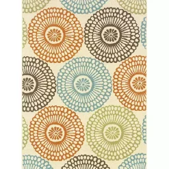 Kirklands Home Outdoor Rugs|Blue and Orange Circles Outdoor Area Rug, 5x7