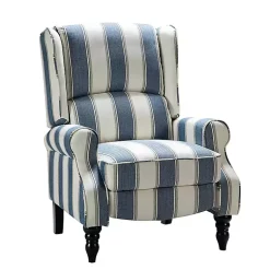 Kirklands Home Accent Chairs|Blue and Tan Stripe Traditional Recliner