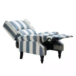 Kirklands Home Accent Chairs|Blue and Tan Stripe Traditional Recliner