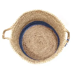 Online Blue and Tan Woven Jute Basket with Tassel, 17 in. Baskets & Boxes